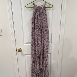 Miami Floral Dress with Purple and Blue Accents